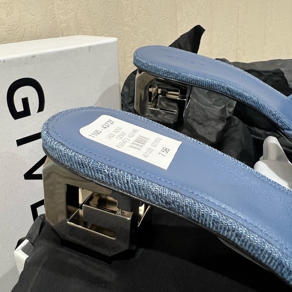 NEW Givenchy Denim G-Cube G logo kitten heel mules - Picture 6 of 16